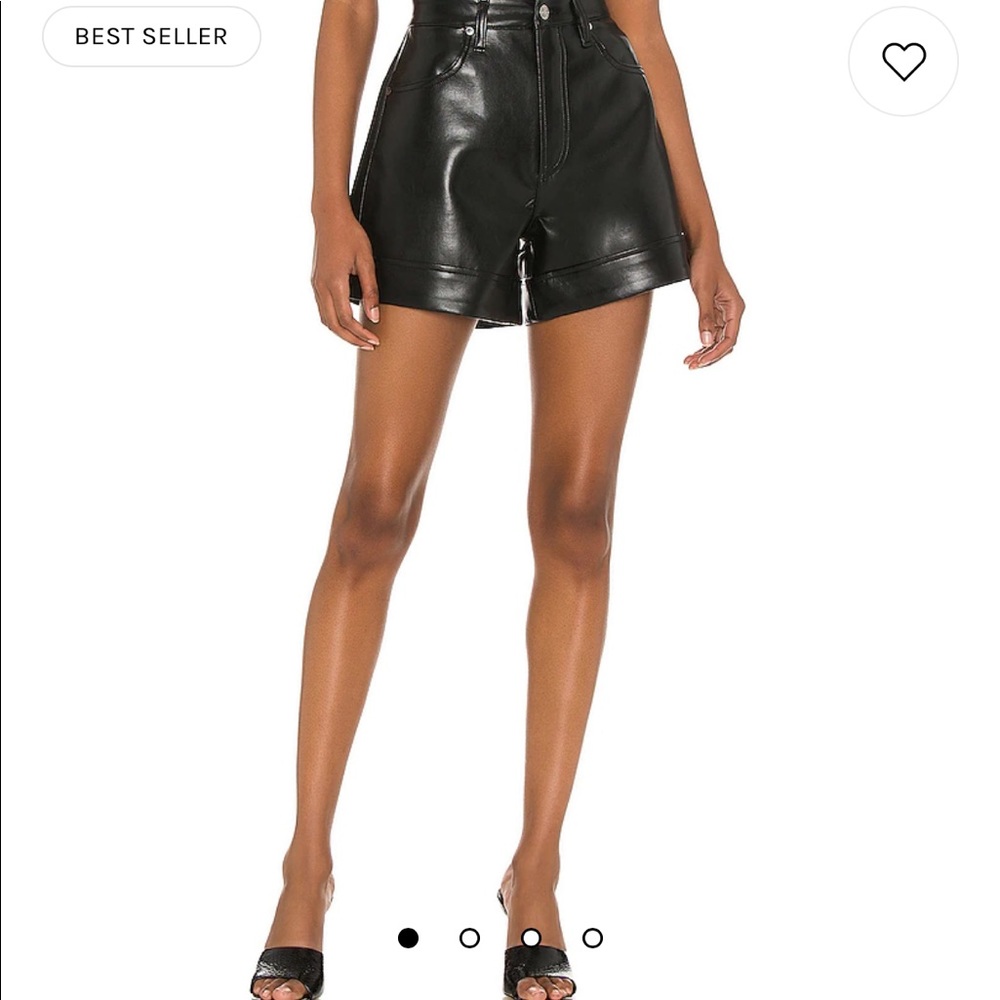 Agolde black recycled leather angled hem short size 25